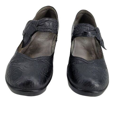 Vtg Y2K Alegria Mary Jane Leather Chunky 3D Rose Embossed Ell-541 Black Sz 41 - Picture 9 of 12